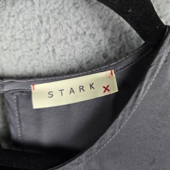 Stark X Dress Womens M Black Asymmetric Satin Scoop Neck - Picture 2 of 16